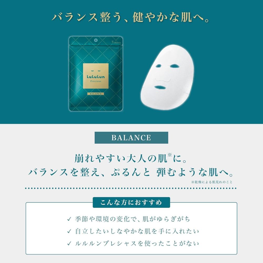 LULULUN Precious Green Face Mask 7 Sheets