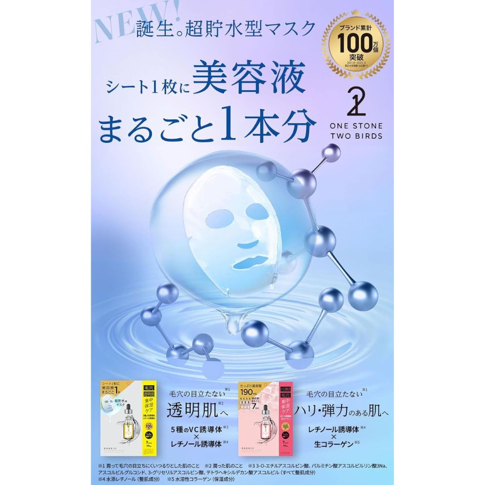 ONE STONE TWO BIRDS Beauty Mask + VC & Retinol 7 Sheets each